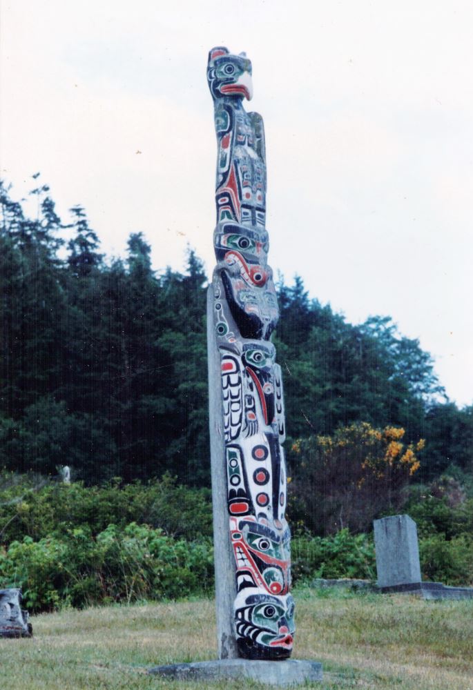 Charlie James, Kwakiutl Artist. Totem Pole - Alert Bay