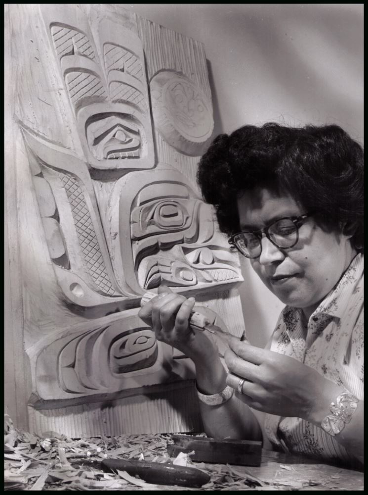 Ellen Neel, Kwakiutl Artist. Carving Totem Pole